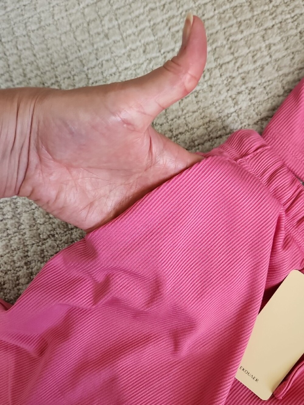 Women’s Pink Ribbed Tank & Drawstring Shorts Set - Picture 3 of 5
